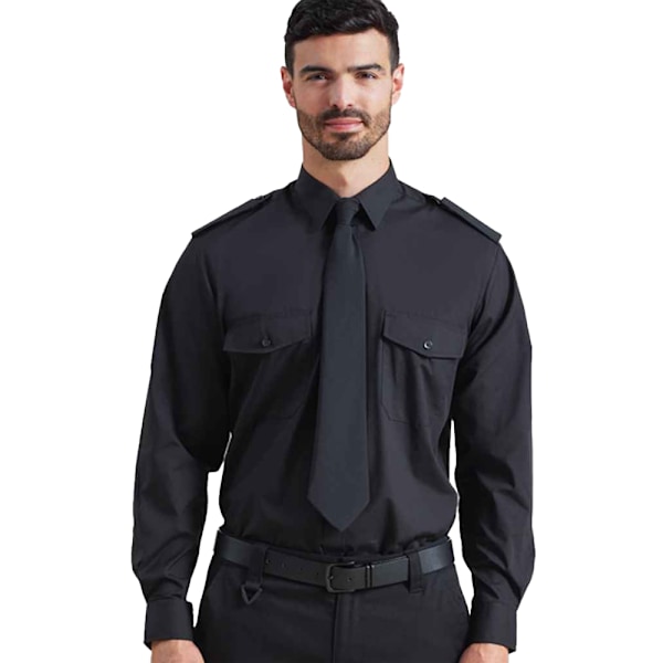 Premier Herr Långärmad Pilotskjorta 16in Svart Black 16in