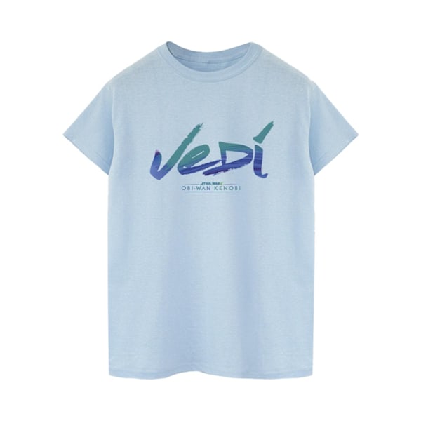 Star Wars Dam/Damer Obi-Wan Kenobi Jedi Målad Font Bomull Baby Blue S