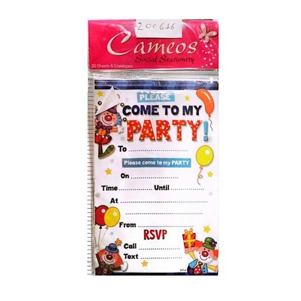 Cameos Välkommen till min fest! Inbjudningar (20-pack) En storlek Vit/Flerfärgad White/Multicoloured One Size