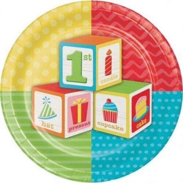 Kreativa festpapper 1:a födelsedagstallrik (8-pack) En storlek Flerfärgad Multicoloured One Size