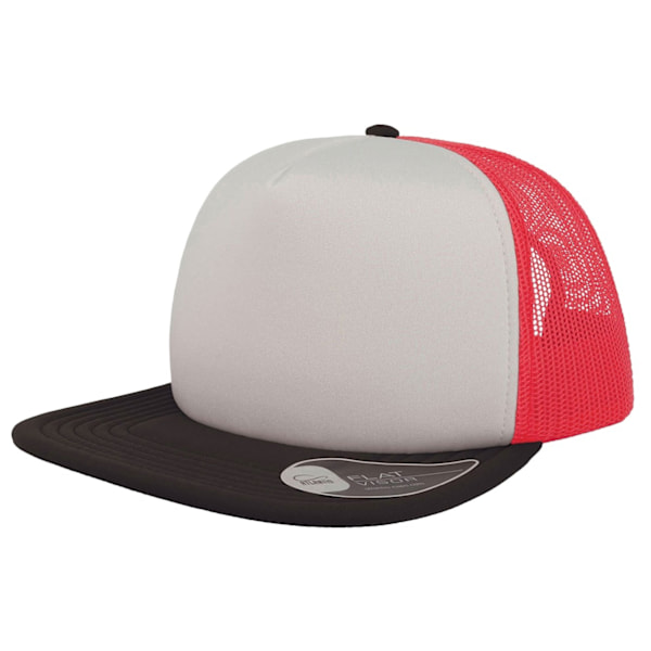 Atlantis Unisex Snap 90s Flat Visor 5 Panel Trucker Cap One Size White/Red/Black One Size