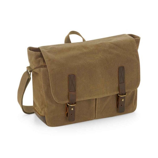 Quadra Heritage Läder Trim Messenger Bag One Size Desert Sand Desert Sand One Size
