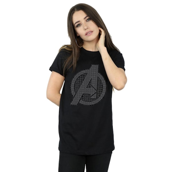 Marvel Womens/Ladies Avengers Endgame Iconic Logo Bomull Boyfri Black 3XL