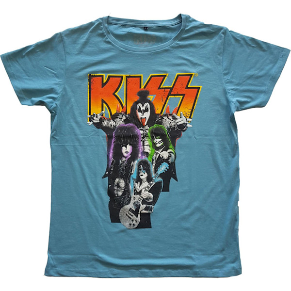 Kiss Unisex Vuxen Neon Bomull T-Shirt XS Blå Blue XS