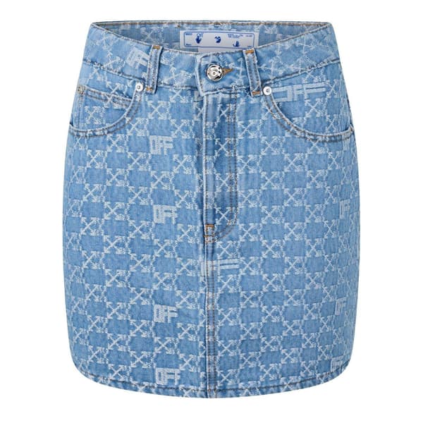 Off White Dam Monogram Denim Minikjol 6 UK Ljusblå Light Blue 6 UK