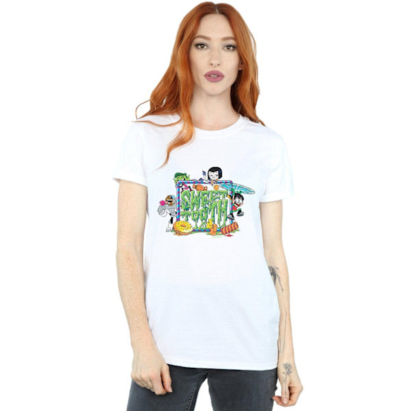 DC Comics Dam/Damer Teen Titans Go Sweet Tooth Bomull Boyfriend T-Shirt White XXL