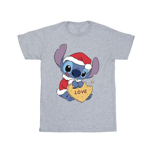 Disney Mens Lilo And Stitch Christmas Love Biscuit T-Shirt M Sp Sports Grey M