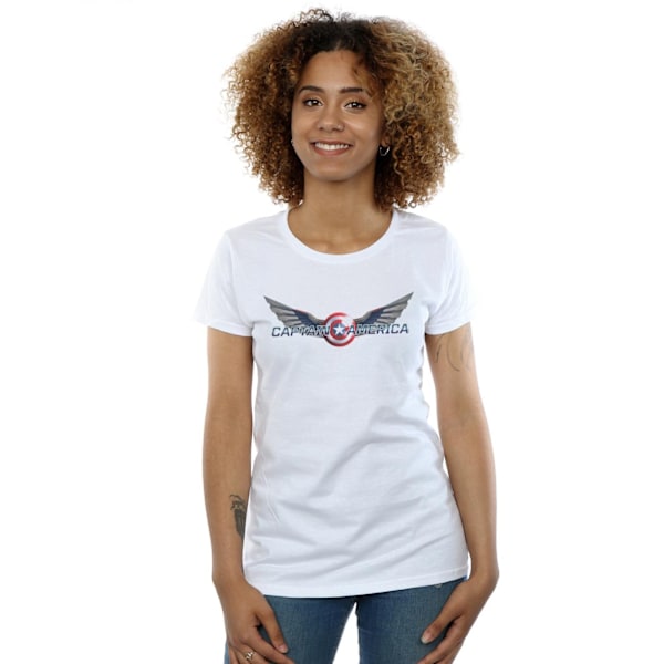 Marvel Dam/Kvinnor Falcon Och Vinternsoldaten Captain America Logotyp Bomull T-shirt L Vit White L