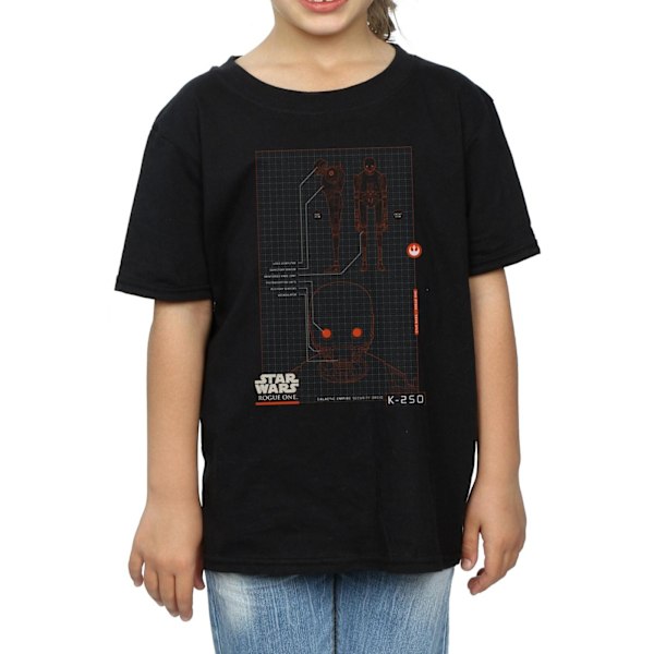 Star Wars Girls Rogue One K-2SO Schematic Bomull T-shirt 5-6 år Black 5-6 Years