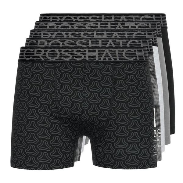 Crosshatch Buzzard Boxershorts för män (5-pack) L Gråmelerad/Sv Grey Marl/Black L