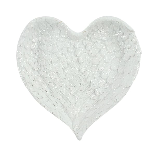 Something Different Änglavingar med Hjärta Glitter Prydnadsfat White One Size