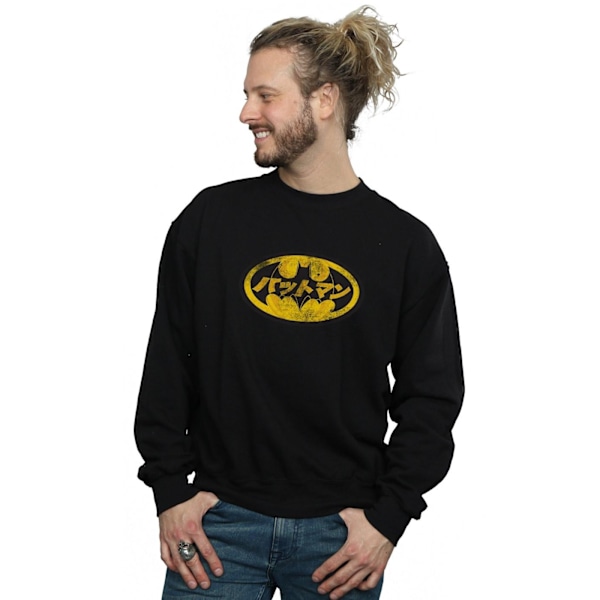 DC Comics Herr Batman Japansk Logotyp Gul Sweatshirt 3XL Svart Black 3XL