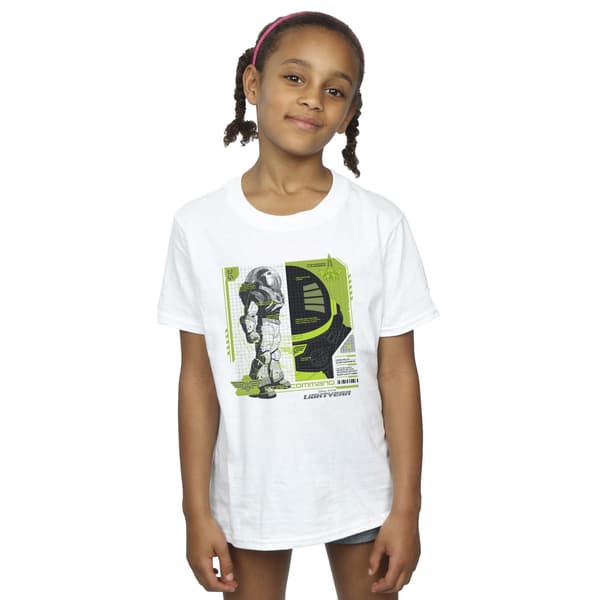 Disney Flickor Lightyear Buzz Tech Panel Bomulls T-shirt 7-8 År White 7-8 Years