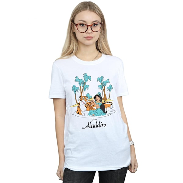 Disney Dam/Damer Aladdin Jasmine Abu Rajah Strand Bomull Pojkvän T-shirt White M