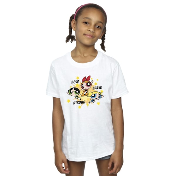 Powerpuff Girls Girls Bold Brave Strong Bomull T-shirt 5-6 White 5-6 Years