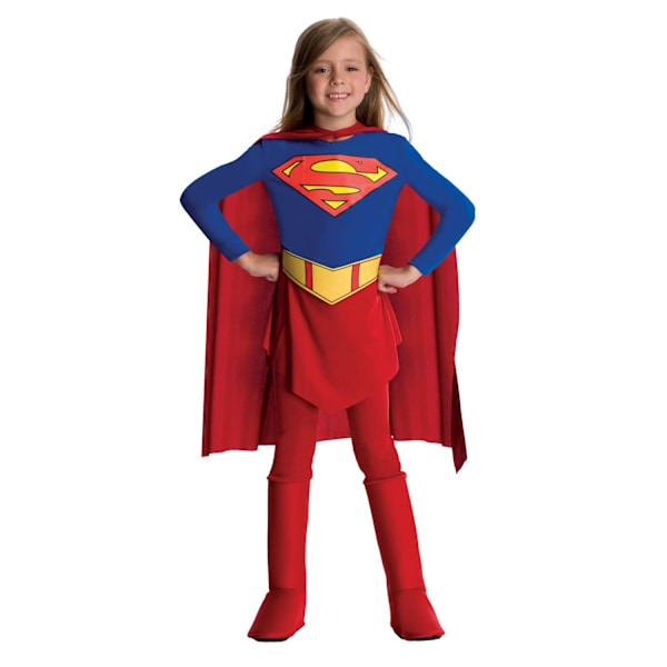 Supergirl Girls Deluxe Kostym En Storlek Röd/Blå/Gul Red/Blue/Yellow One Size