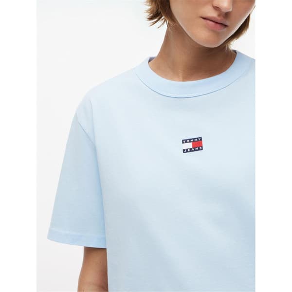 Tommy Jeans Dam Broderad Logotyp Bomull Croppad T-shirt King Blue 14 UK