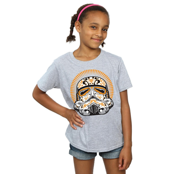 Star Wars Girls Stormtrooper Dia De Los Muertos Bomull T-shirt Sports Grey 7-8 Years