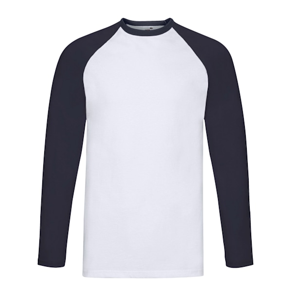 Fruit of the Loom herr långärmad baseball-t-shirt i kontrastfärg L White/Deep Navy L