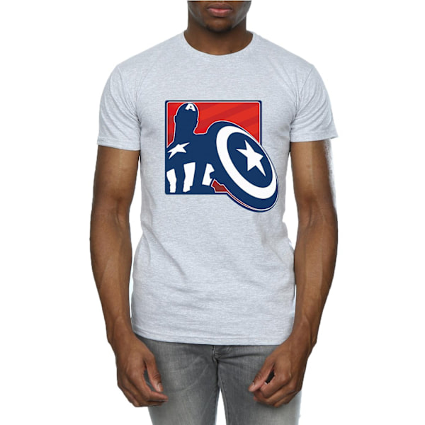 Marvel Mens Avengers Captain America Outline T-Shirt 3XL Heathe Heather Grey 3XL