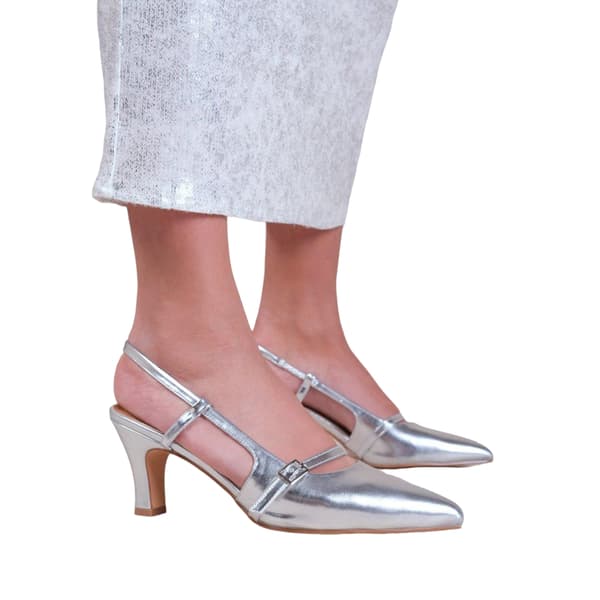 Var är det ifrån Dam/Dam On Point Lackläder Sling B Silver 4 UK Wide