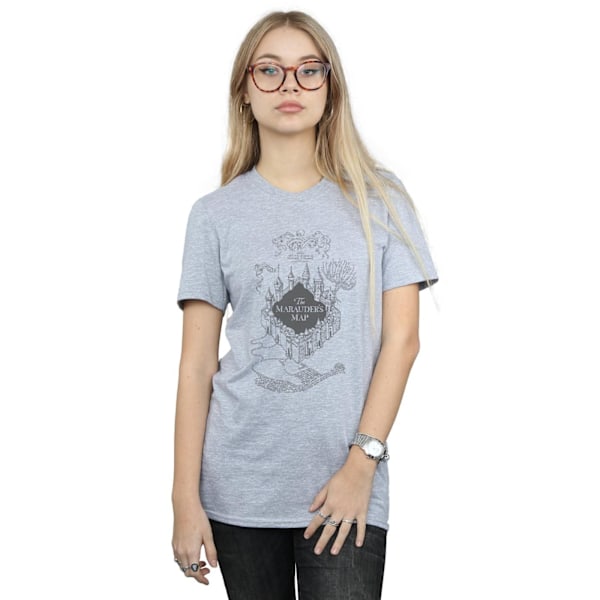 Harry Potter Dam/Kvinnor The Marauder´s Map Bomull Boyfriend Sports Grey L