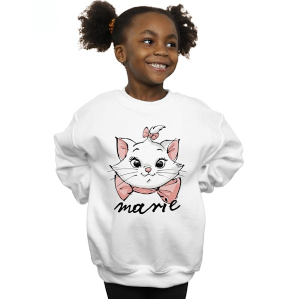 Disney Girls The Aristocats Marie Sketch Face Sweatshirt 3-4 år White 3-4 Years