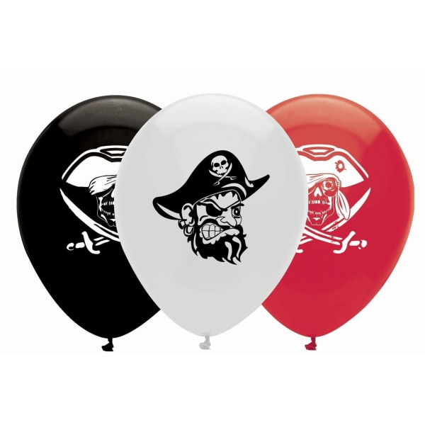 Creative Party Latex Piratballonger (6-pack) En storlek Röd/Svart Red/Black/White One Size