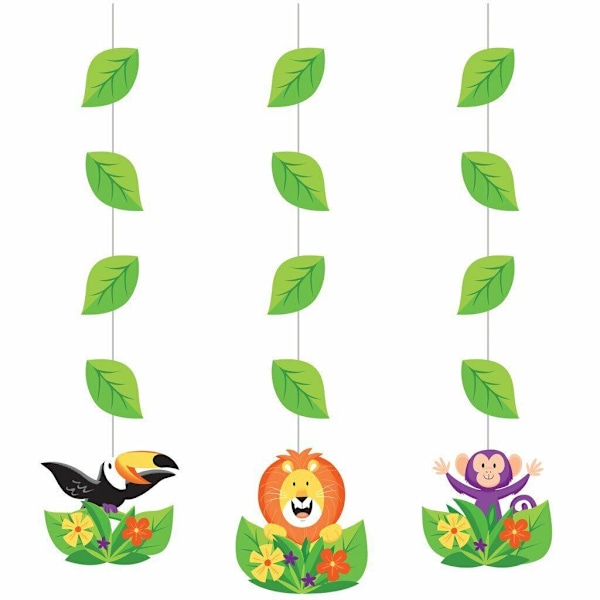 Kreativ fest djungel safari utskurna hängande dekorationer (3-pack) Multicoloured One Size