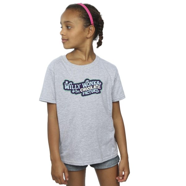 Willy Wonka Girls Chocolate Factory Logo Bomull T-shirt 7-8 år Sports Grey 7-8 Years