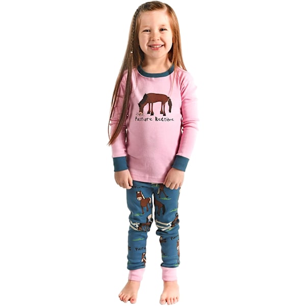 LazyOne Barnkläder/Barn Pasture Bedtime Långärmad Pyjamas Set Pink/Blue/Brown 4 Years