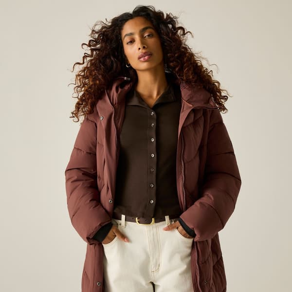 Regatta Eloria Lång Vadderad Jacka för Dam 20 UK Mörkröd Dark Cherry 20 UK