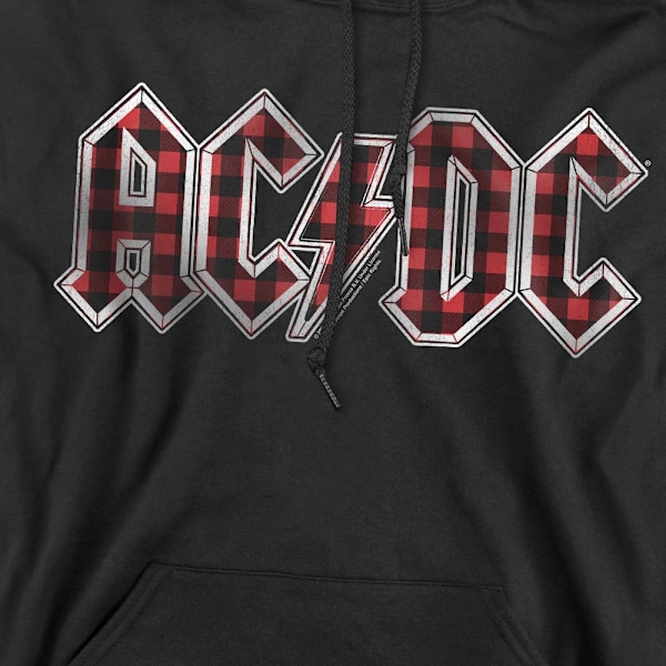 AC/DC Herr Plaid Logo Hoodie XL Svart Black XL
