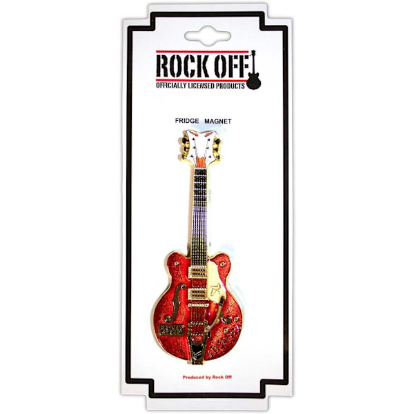 Rock Off Mathew Street Rostfri Gitarr Kylskåpsmagnet En Storlek Röd/Guld Red/Gold One Size