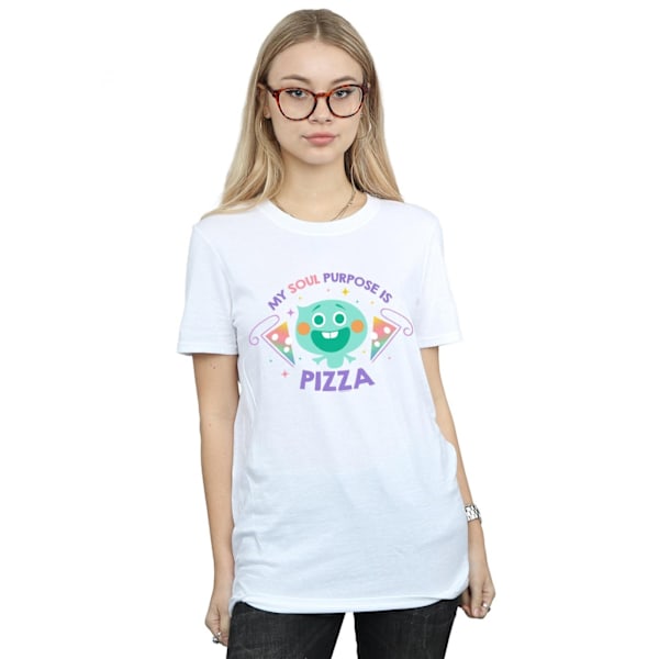 Disney Dam/Damer Soul 22 Soul Purpose Är Pizza Bomull Boyfriend T-Shirt White L