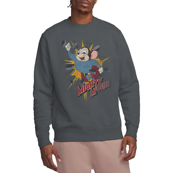 Mighty Mouse Unisex Vuxen Break Through Sweatshirt XL Kolgrå Charcoal XL