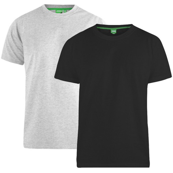 D555 Herr Fenton Kingsize T-shirts med rund hals (paket med 2) 5XL B Black/Grey 5XL