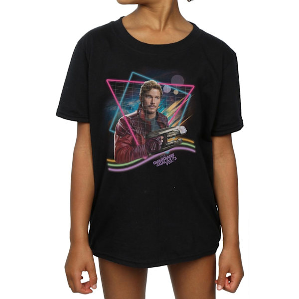 Marvel Girls Guardians Of The Galaxy Neon Star Lord Bomull T-Sh Black 7-8 Years