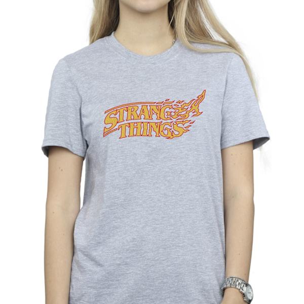 Netflix Dam/Kvinnor Stranger Things Logo Breaking Cotton Boyf Sports Grey XXL