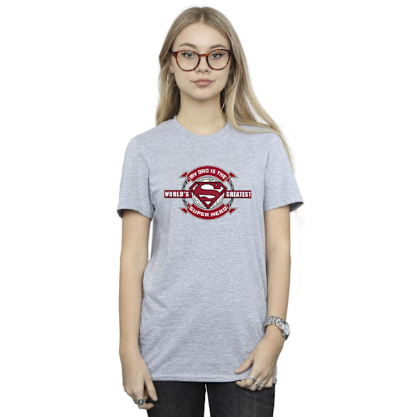 DC Comics Dam/Kvinnor Superman Superhjälte Bomull Boyfriend T- Sports Grey XL