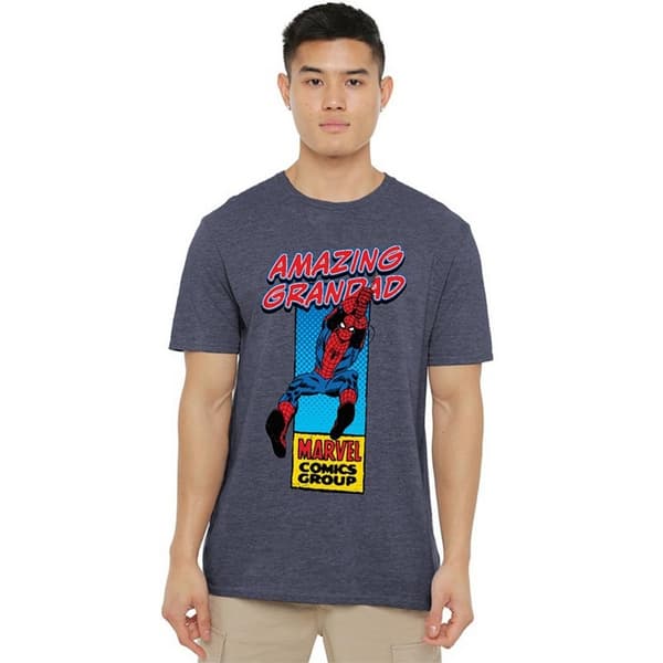 Marvel Comics Herr Amazing Grandad Spider-Man Corner Box Heather Heather Navy XXL
