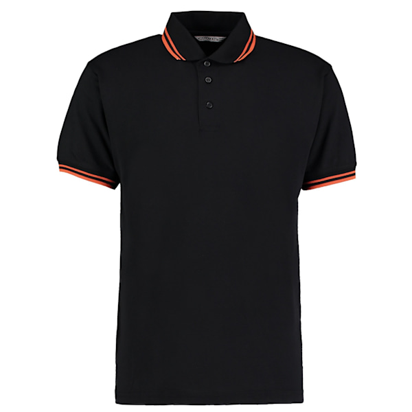 Kustom Kit Herr Tipped Bomull Pique Poloshirt M Svart/Orange Black/Orange M