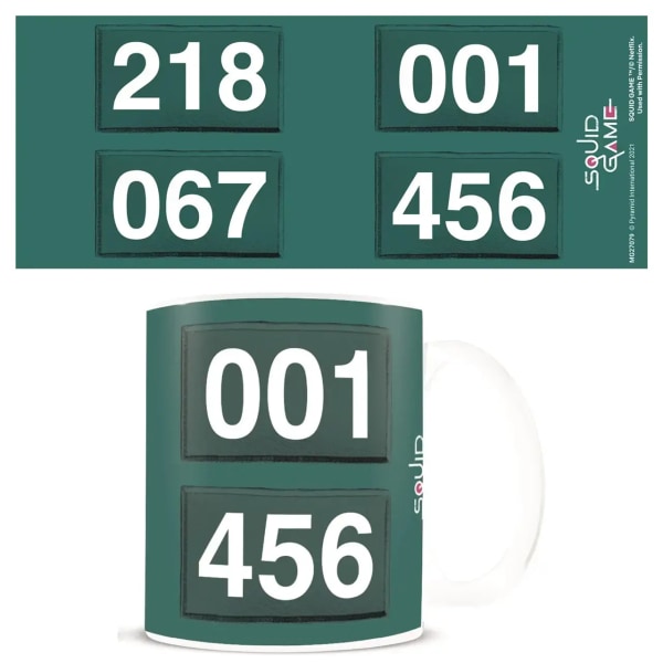 Squid Game Numbers Keramisk mugg One Size Grön/Vit Green/White One Size