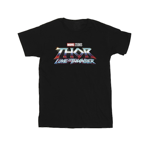 Marvel Girls Thor Love And Thunder Logo Bomull T-shirt 5-6 År Black 5-6 Years