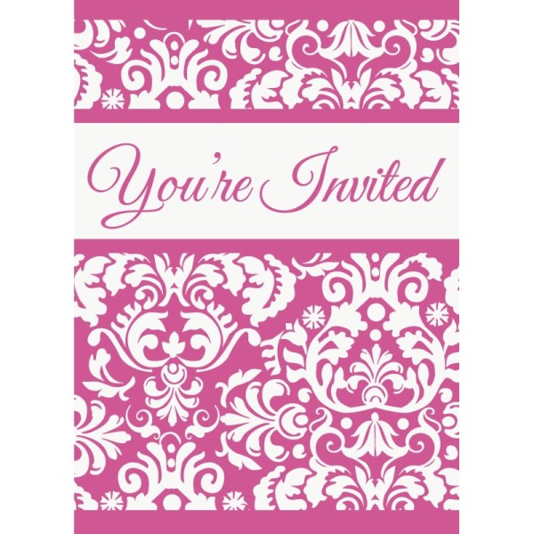 Unika damastinbjudningar för fest (paket med 8) En one size rosa/vit Pink/White One Size