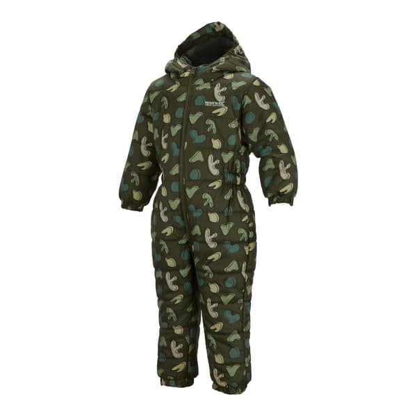 Regatta Penrose Splodge Vadderad Regnoverall för barn 5-6 år Dark Khaki 5-6 Years
