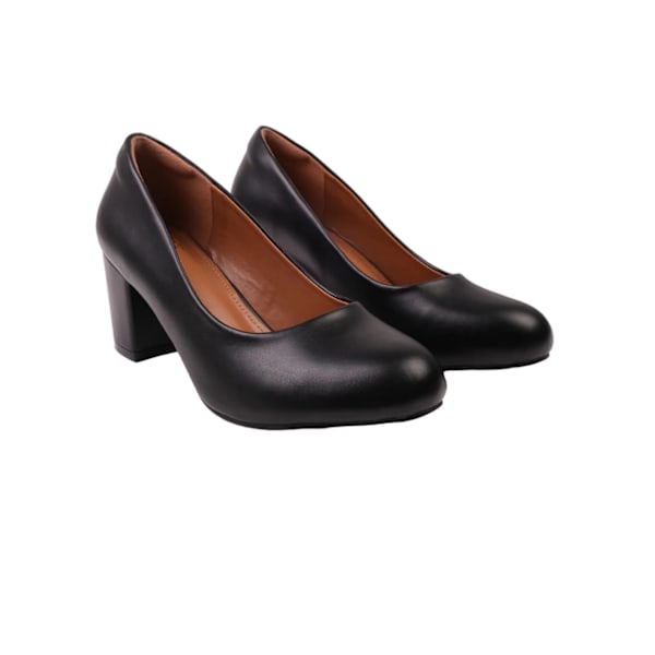 Var är det ifrån Dam/Dam Melrose Faux Läder Medium Block Court Shoes 6 UK Svart Black 6 UK