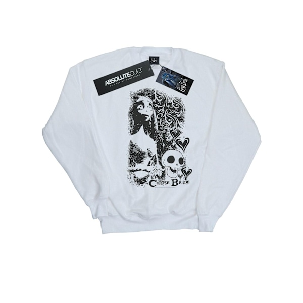 Corpse Bride Flickor Skallelogga Sweatshirt 9-11 År Vit White 9-11 Years