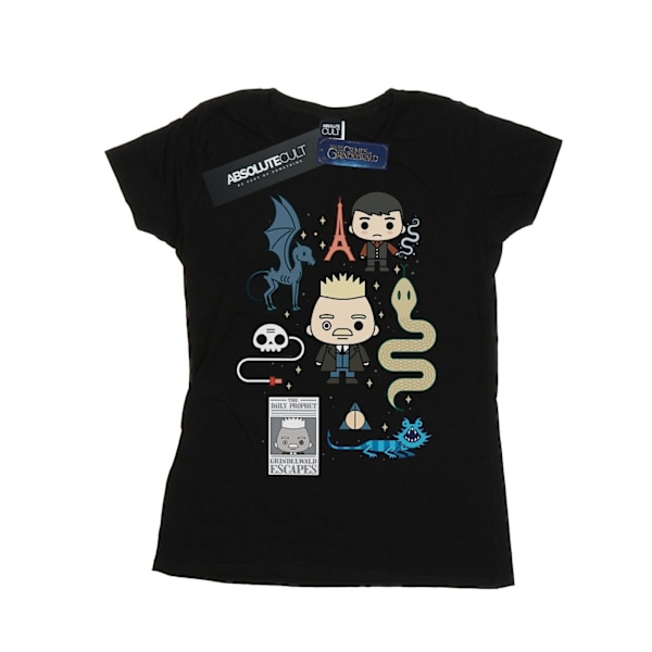 Fantastic Beasts Damkläder/Dam Chibi Grindelwald Bomull T-shirt Black S