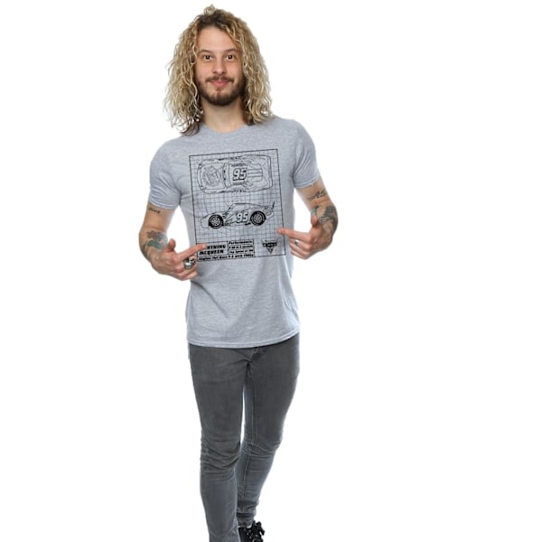 Cars Herr Blixten McQueen Blueprint Bomull T-shirt L Sports G Sports Grey L